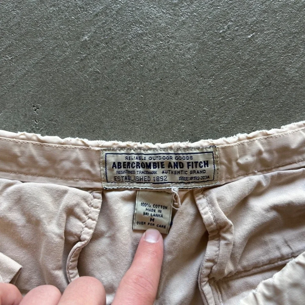 Vintage Abercrombie & Fitch Cargo Shorts Mens Medium Tan Drawstring Y2K Utility